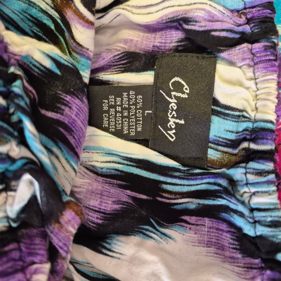 Strapless Maxi Dress Tie Dye Smocked Bodice Turquoise Pink Purple Women's L - Picture 5 of 5